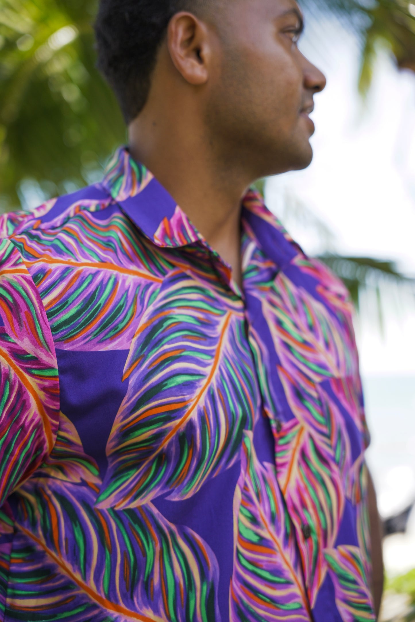 Men's Shirts - Purple Leafy Print