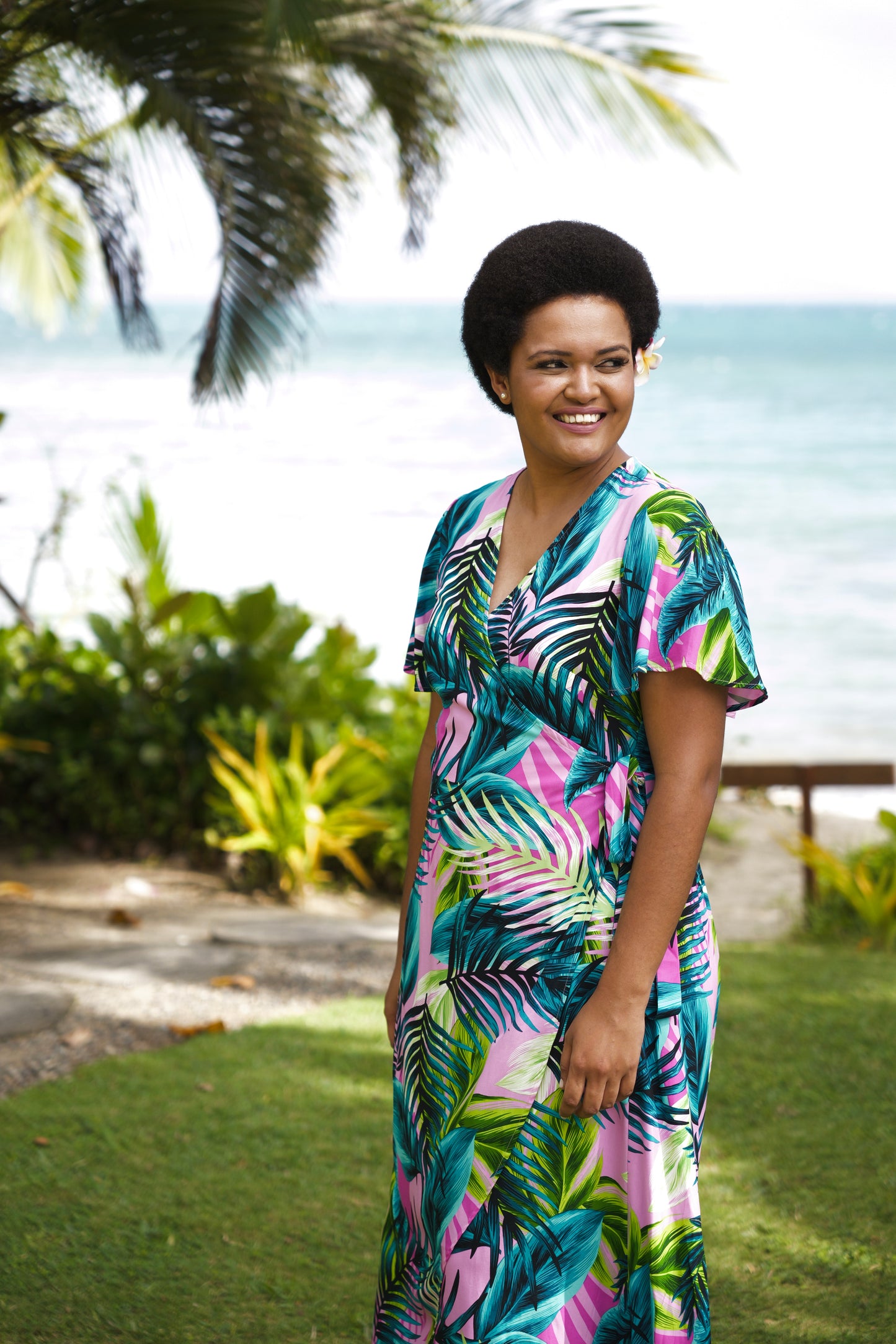 Lela Wrap Dress - Palapalai Fern Print