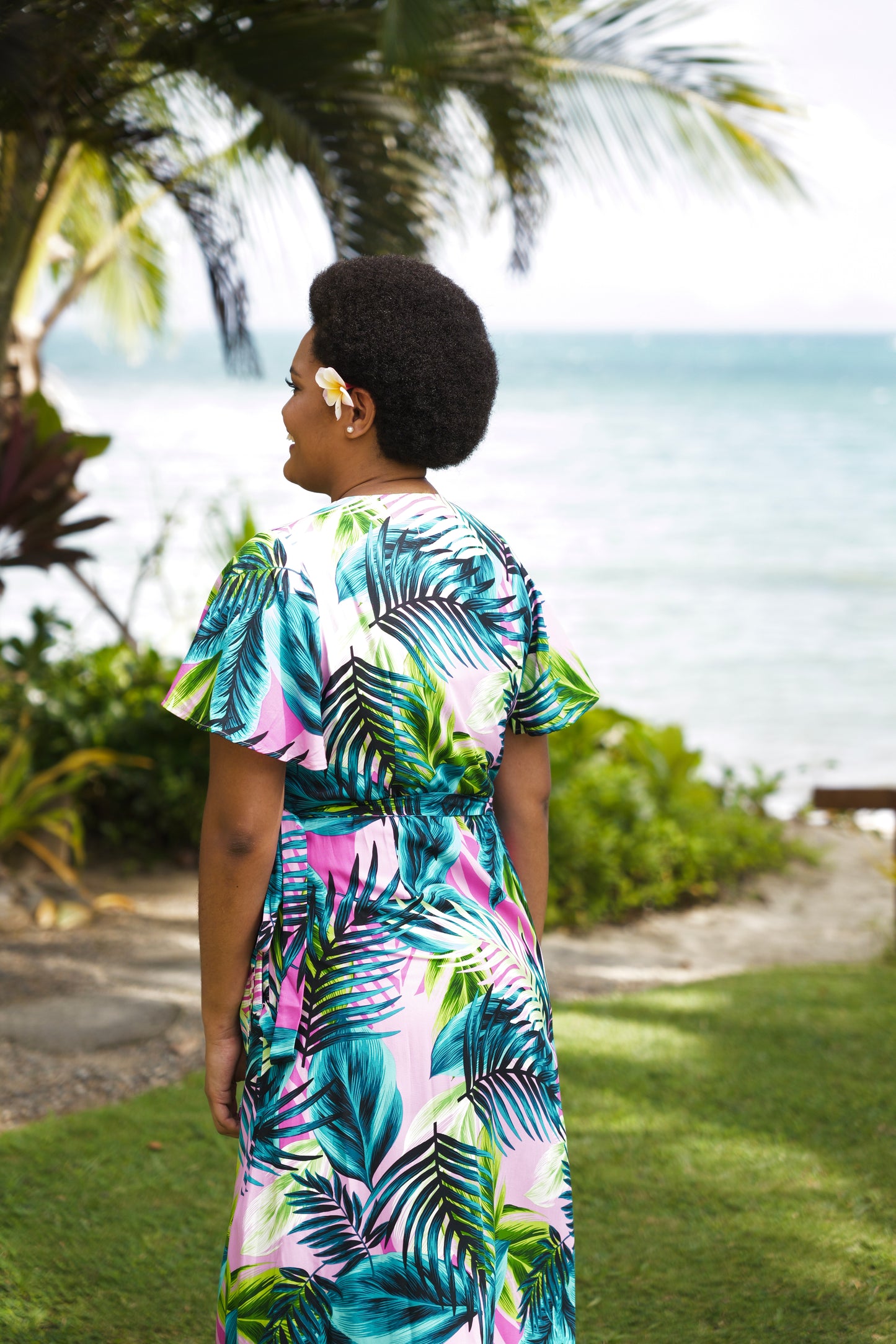 Lela Wrap Dress - Palapalai Fern Print
