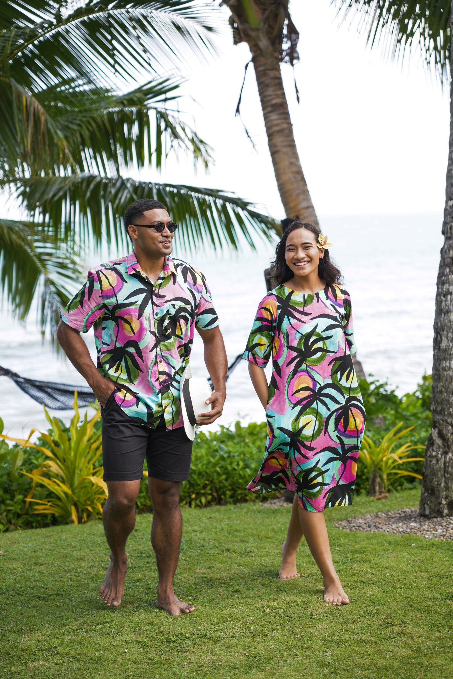 Loose Fitting Tamara Dress with pockets - Fiji Sunsets Print.