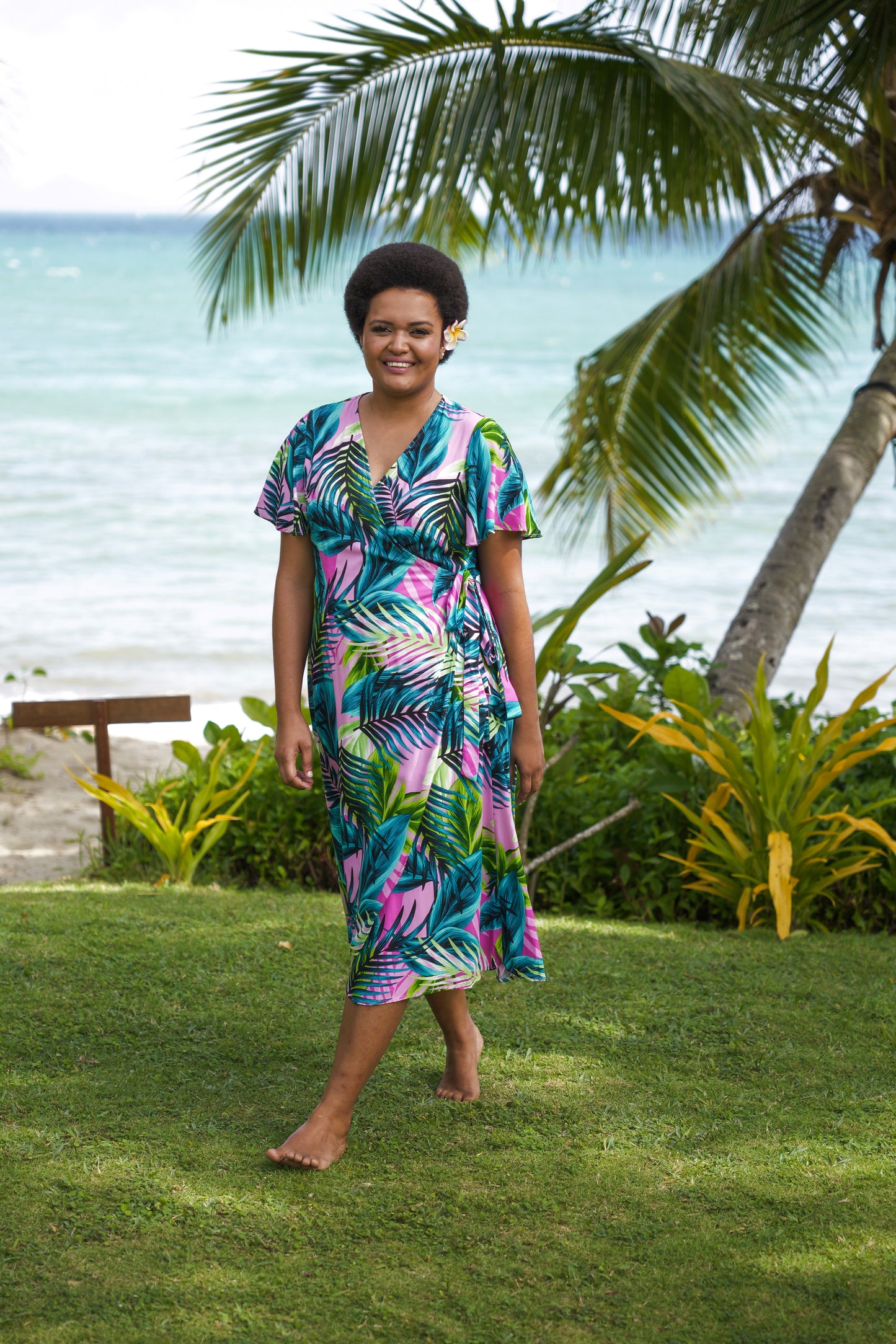 Lela Wrap Dress with pockets - Palapalai Fern Print.