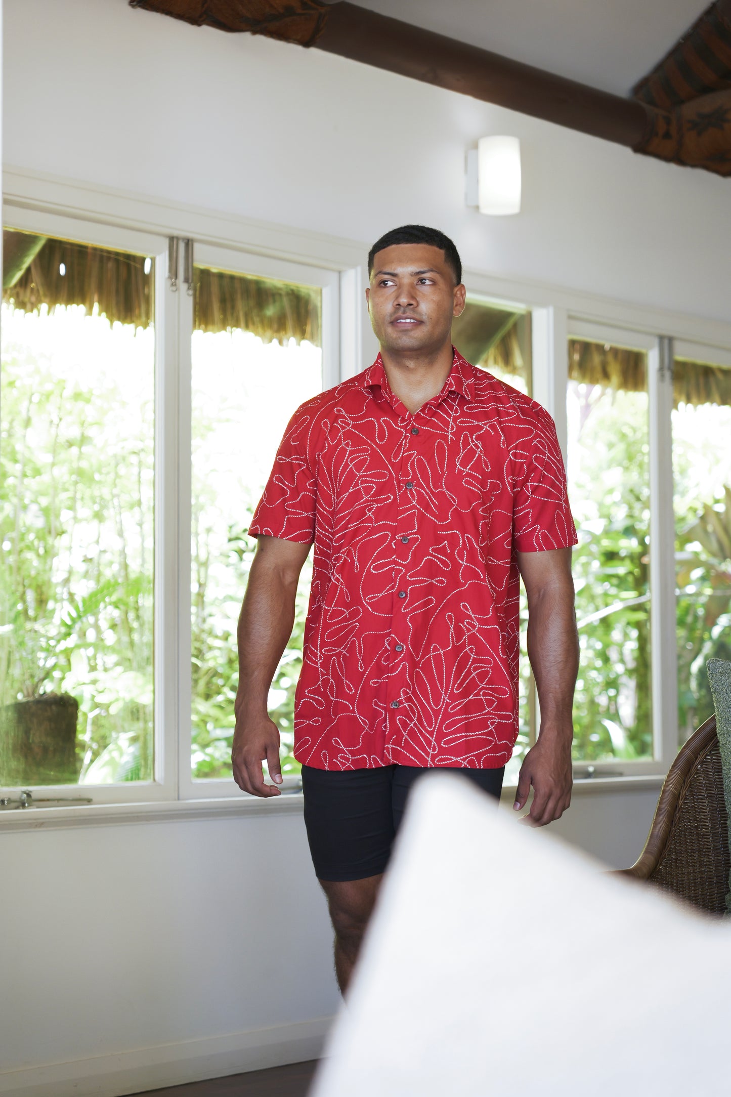 Men's Shirt- Red Nautical Print