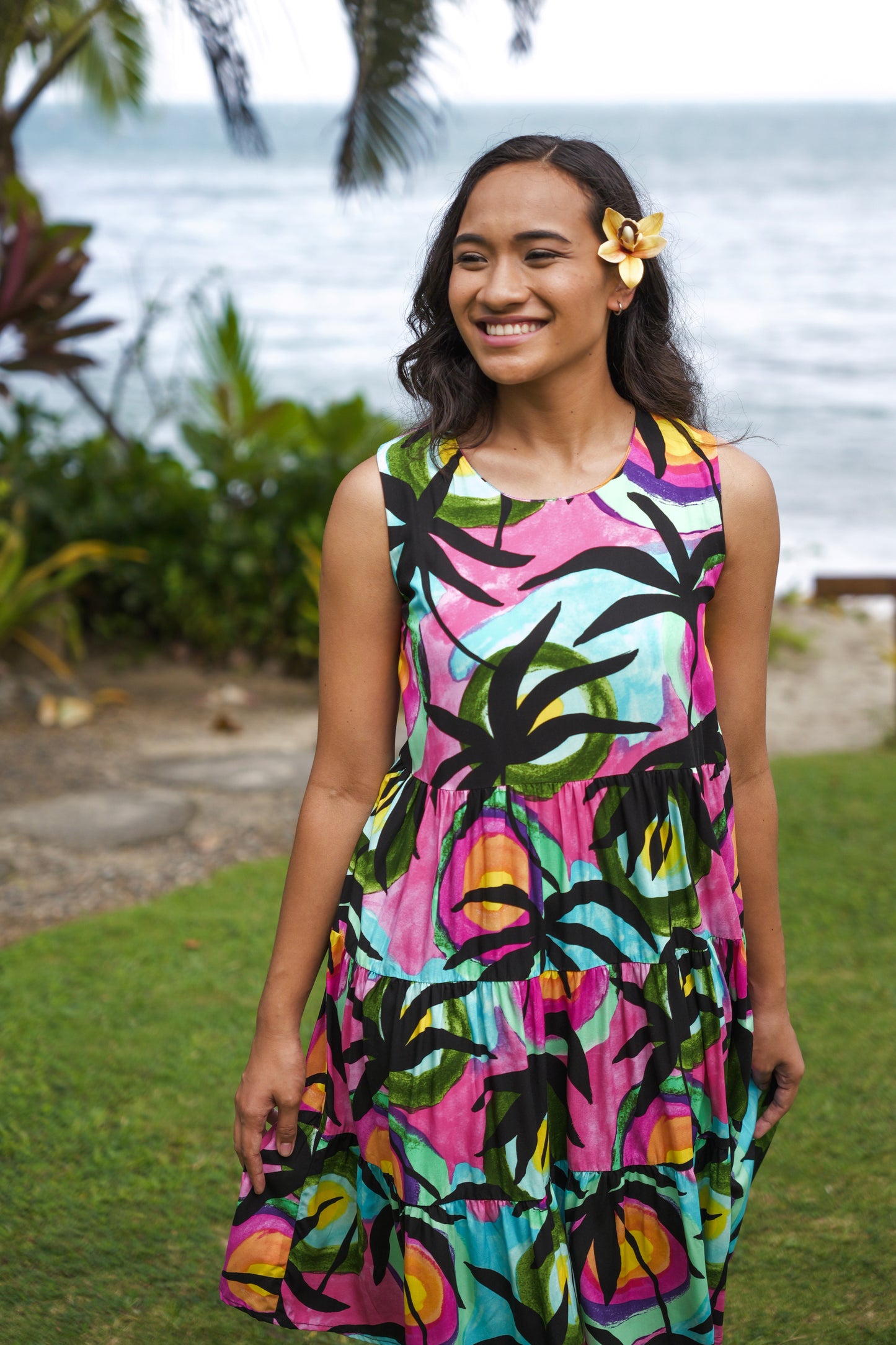 Three tiered Lizzie Style (Short Length) - Fiji Sunsets Print.