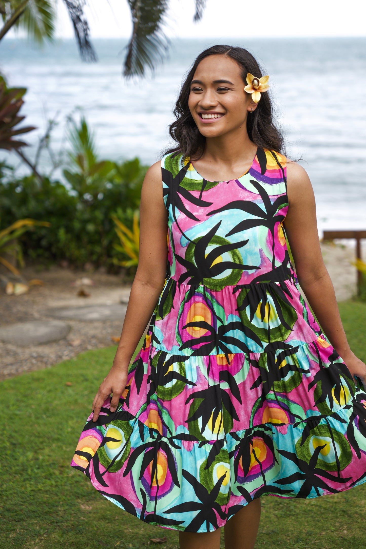 Three tiered Lizzie Style (Short Length) - Fiji Sunsets Print.