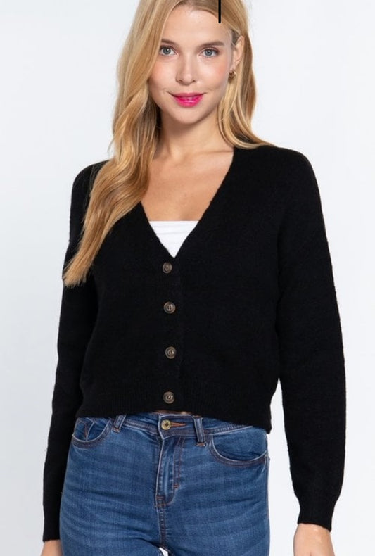Black Button Front Sweater