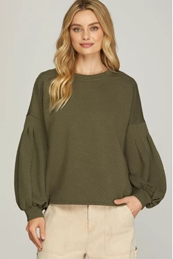 Bubbled Long Sleeved Textured Top